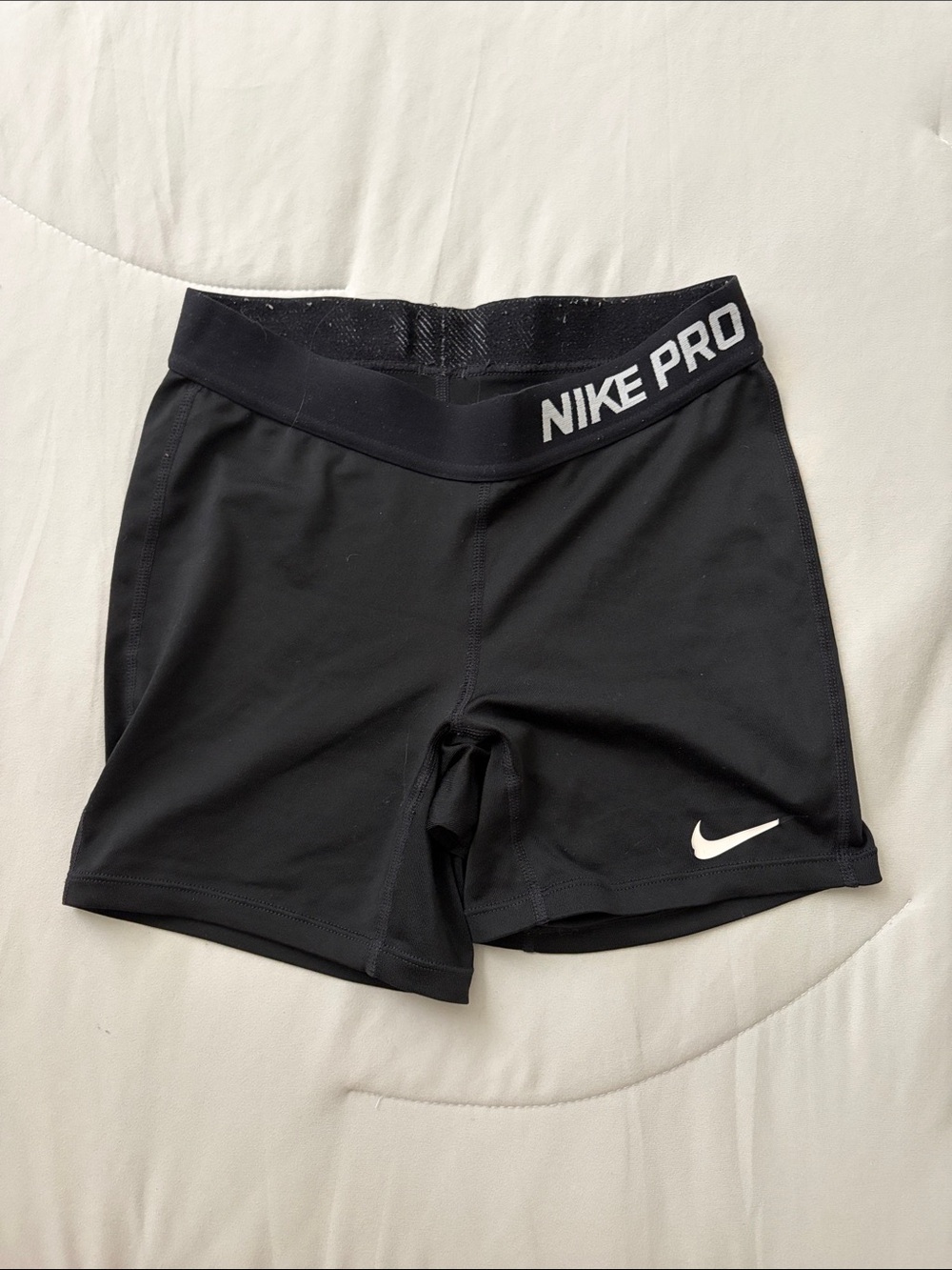 Nike Black Women's Pro Compression Shorts with White Swoosh
